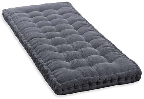 10cm Dickes Bankkissen 2/3 Sitzer,100cm/120cm Baumwolle Bankkissen Sofa Boden Sitzkissen Matratze für Haus Garten Terrasse Schaukel (140x50cm,Dunkelgrau)