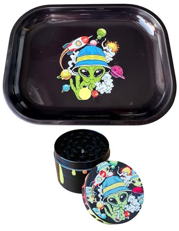 TPLF COMBO!!! Set di set Alien 18 x 14 cm in ferro solido + smerigliatrice abbinata 40 mm di diametro in 4 parti macinacspezie zinco molto robusto