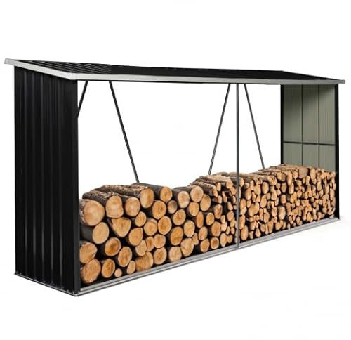 IDMarket - Abri de Stockage 4 m³ Gris en Acier galvanisé pour bûches