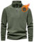 Livonmone Herren Fleece Pullover Warmes Microfleece Sweatshirt Half Zip Fleecepullover Armee Grün 2XL