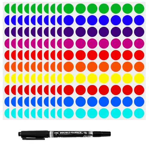 RT 700 Stück Adhesive Dots, klebepunkte,Dot Stickers, klebepunkte bunt,Marking Dots, bunte klebepunkte,Color Coding, Round Stickers, Adhesive Labels, Round Labels for DIY, Office, Calendar (20mm)