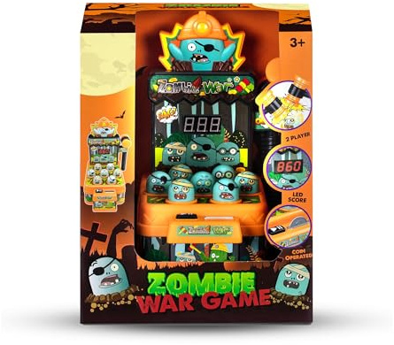 M&H Zombie War Whack-a-Mole Arcade Game for Kids 3-8, Interactive Tabletop Hammer Toy with LCD Scoring & Multi-Level Play, Perfect Travel Toy for Boys & Girls