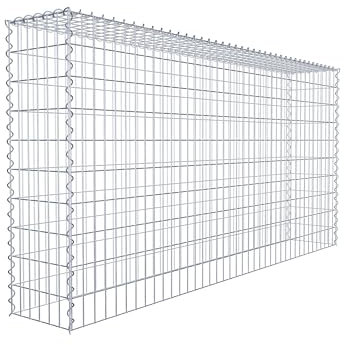 GABIONA Cesta de piedra de gavión rectangular, malla de 5 x 10 cm, profundidad de 30 cm, cesta de cultivo tipo 3, cierre de espiral, galvanizado (200 x 100 x 30 cm)