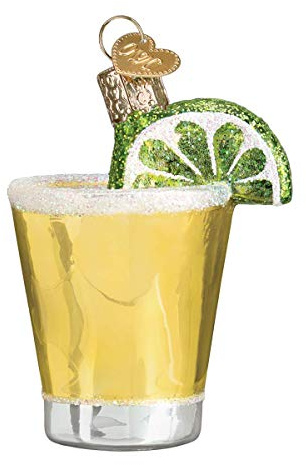 Old World Christmas Tequila Shot Glass Blown Ornament for Christmas Tree, Handcrafted Holiday Decoration, Adult Beverages Collection