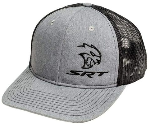 Dodge SRT Hellcat Snapback Trucker Hat for Men Heather Grey/Black