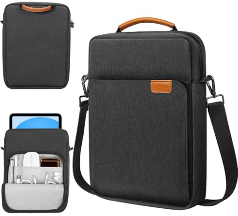 TiMOVO 9–11 Custodia per Tablet con Tracolla, Compatibile con iPad 11 A16 2025, iPad 10,9/10,2, Galaxy Tab A9+/A11 Plus 11, Nero&Grigio