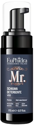 Euphidra - Mr. Schiuma Detergente Viso, Detersione Delicata per Pelli Sensibili e Miste, Formula Leggera, Morbida e Idratante a Base di Tensioattivi, Flacone Riciclato, 175 ml