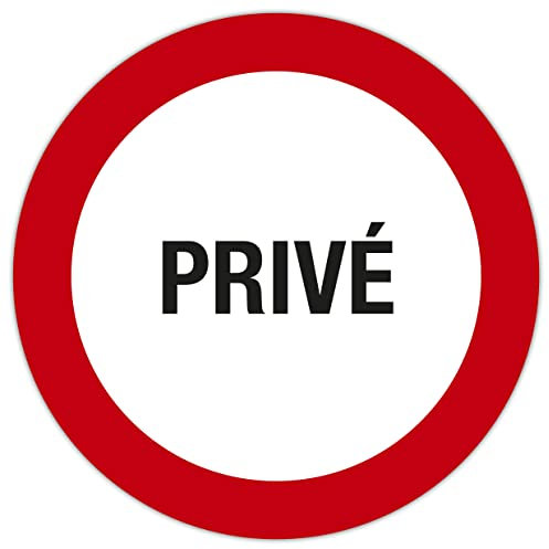 Exacompta - Réf. 67106E - 1 panneau rond PRIVÉ - En vinyle traité anti-dérapant et résistant aux UV - Diamètre du panneau : 20 cm - coloris : fond blanc/bord rouge