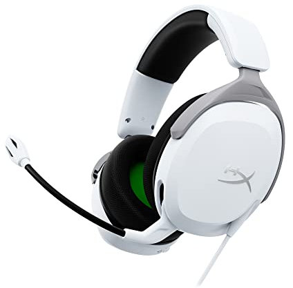 HyperX CloudX Stinger 2 Core, Cascos gaming para Xbox One y Series X/S, Drivers de 40 mm y Audio Envolvente, 3.5 mm, Micrófono Plegable con cancelación de ruido, Licencia Oficial Xbox - Blanco/Verde