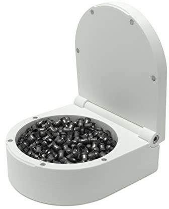 Kube3d Pellet Ammunition Case (Round) – Hard Plastic Protective Cover, Flip Lid Magnetic Ammo Box for Air Rifle Storage and Safety (White, Fits: 500 x .177 Pellets)