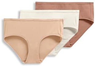 Jockey Women's Underwear Organic Cotton Stretch Logo Hipster - 3 Pack, Ivory/Light/Almond, L