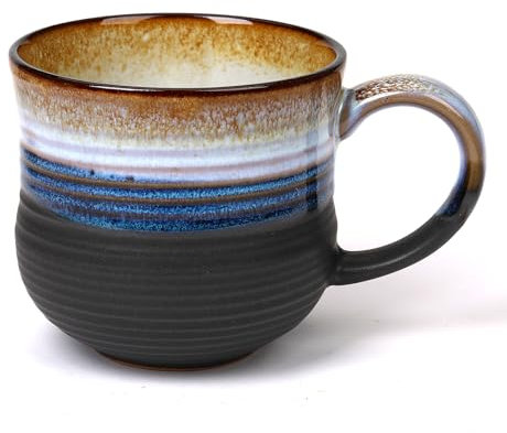 Taza de café de cerámica grande, 600 ml, taza de porcelana XXL, taza de cerámica con degradado, taza de café de porcelana, taza grande, taza de té con asa para oficina y hogar