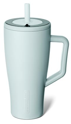 BrüMate Era 30 oz Tumbler with Handle and Straw | 100% Leakproof Insulated Water Bottle Tumbler with Lid and Flexible SoftSip Straw | Made of Stainless Steel | Cup Holder Friendly | 30oz (Blue Agave)