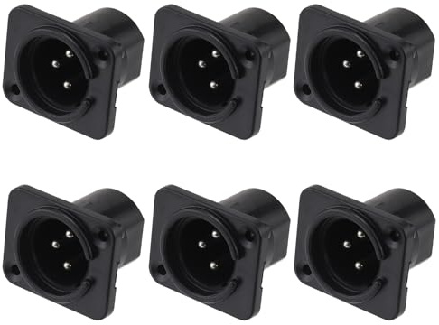 Greluma 6 Pz Spina maschio XLR, jack per montaggio a pannello a 3 pin, connettore maschio XLR per microfono, contatti in rame nichelato