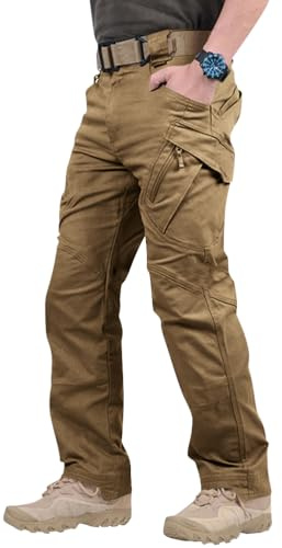 Oanviso Pantalones de Táctica para Hombre Pantalones de Militar Pantalón de Camuflaje Sueltos Airsoft Paintball Pantalón Deportivos Pantalones de Trabajo A Marrón XL