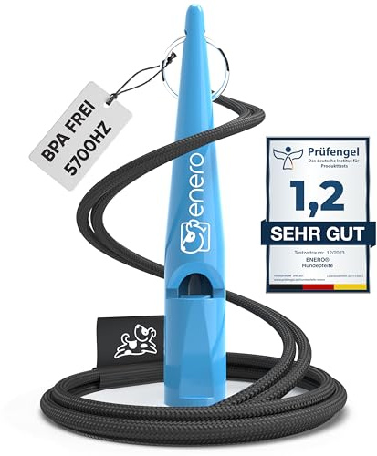 ENERO® Sifflet pour chien avec cordon pratique - Accessoire parfait pour chien avec fréquence normalisée - Idéal pour l'entraînement du chien - Audible et longue portée