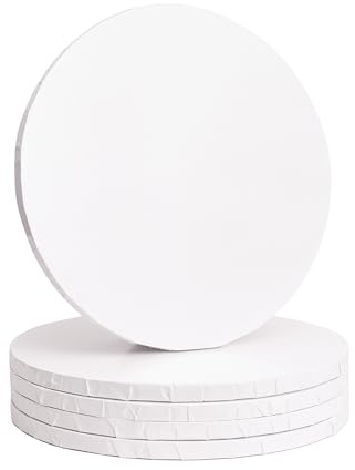 The Baked Studio - Lot de 5 planches à gâteau rondes de 12 mm d'épaisseur - Blanc brillant