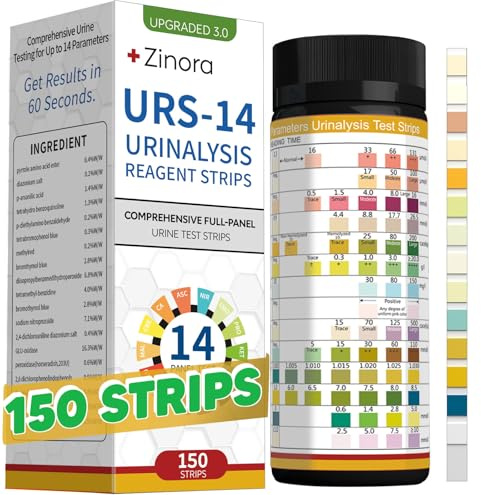 14-Parameters Urine Reagent Strips [150ct], Comprehensive Urinalysis Detection with Fast Full Check-up | Kidney, Liver, UTI, Ketosis - CRE, PRO, BIL, KET, SG +9 More