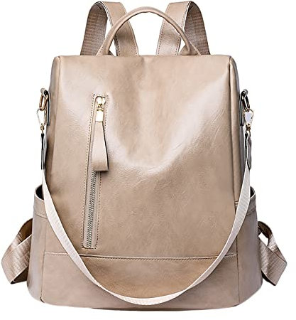 Vhersily Rucksack für Damen, PU-Leder, Diebstahlschutz, Damenrucksack, elegant, Rucksack für Damen, Mode für Schule, Shopping, Universität, High School und Reisen, Weiß, One size