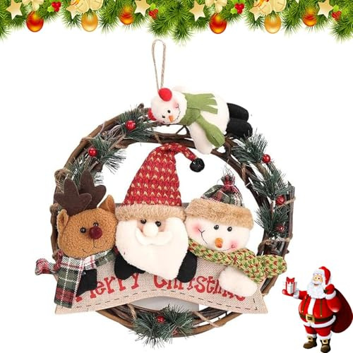 Porta D'ingresso Decorazioni Natalizie, 30cm Ghirlanda di Bambole di Natalizia, Ghirlanda Bambola da Appendere, Adatto per Natale Porte, Finestre, Caminetti, Soggiorno Decorazione (A)