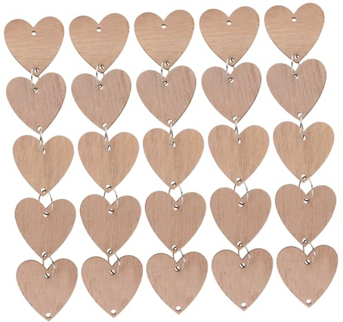 OHPHCALL 50pcs Heart Wooden Plaque Calendar Set with Iron for Home Decoration Birthday Reminder Hanging Board Wood Accessories for Special Occasions