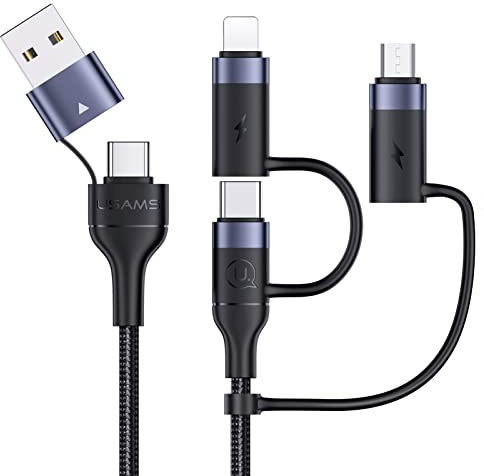 Pluggify Multi Cavo di Ricarica Rapida 60 W, 6 in 1 Cavo USB C Ricarica Multiplo Cavetto USB Tipo C PD 3A USB A/USB C a USB C (60W)/(20W) Cavo USB C Universale per Laptop, Tablet,Phone (1.2M nero)