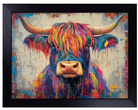 Highland Cow in Colour Vol.1 | Lap Tray with Padded Cushion, Portable Surface with Bean Bag Base, Perfect Surface for Working, Crafting, TV Eating and Laptop Use