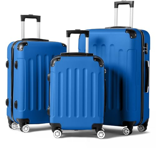 LALAHO Kofferset 3/4 teilig, Reisekoffer Set mit Kosmetikkoffer, Hartschalen Koffer Set aus ABS, Gepäckset mit Schminkkoffer, Handgepäck und 4 Eckenschützern