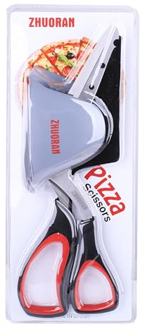 Pizza Scissors, Pizza Cutter with Shovel, Food-Grade Sharp Stainless Steel Blade and Soft Grip Handle, Multifunctional Kitchen Scissors, 27cm (black)