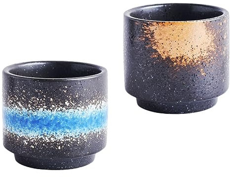 BESPORTBLE 2piezas Tazas De Cerámica Japonesas Retro Vasos Para Té De Superficie Lisa Sin Asa Colores Surtidos Para Beber Agua y Infusiones