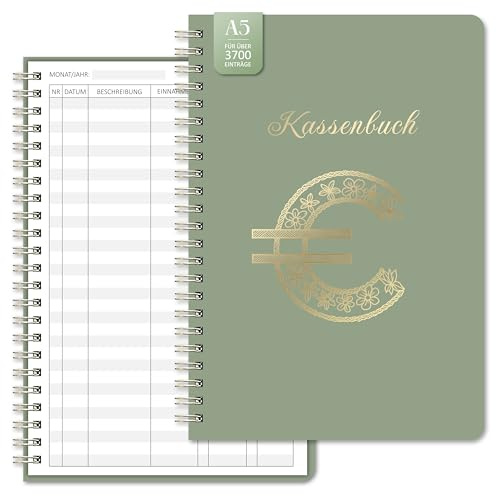 BIROYAL Kassenbuch A5-120 Seiten Haushaltsbuch, Budget Planner & Kassenbücher - Einnahmen Ausgaben Buch - Haushaltsbuch zum Eintragen - Kassenbuch Kleinunternehmer - Ausgaben Tracker Finanzplaner