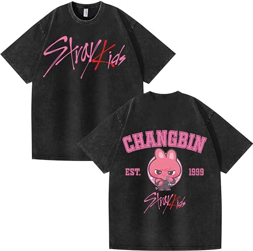 NCTCITY Uomo Donna T-Shirt in Cotone Maglietta Unisex Vintage Batik Camicia a Manica Corta Harajuku Blusa Tops StrayKidz Carino Stampato BangChan LeeKnow Changbin Hyunjin Han Felix Seungmin I.N