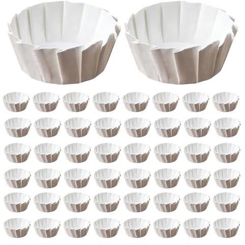 Bakformar för kakpapper – 50 x oljebeständiga muffinsfoder, hållbara kakpappersmuggar, muffinsplåt | Pergamentrundor, 4/6/8- bakkoppar, baskeromslag för ugnssäker Mu