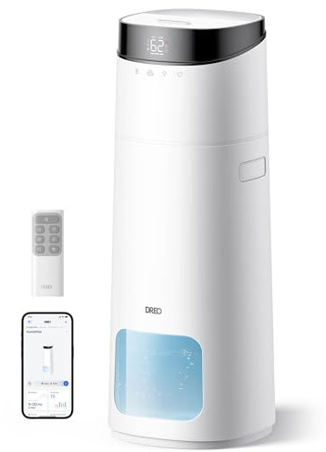 DREO 16L Smart Humidifier Large Room 1000 ft², 130H Cool Mist Air Humidifiers for Bedroom Plants Baby, Top Fill, Remote/Touch/Voice & APP Control, Clean Tank Technology, 30dB, RGB Light, HM755S White
