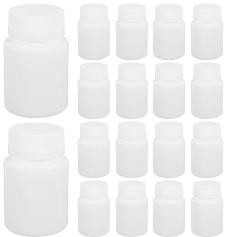 Healvian Flacone per pillole da viaggio da 100 pezzi: mini contenitore rotondo in plastica da 50 ml - flacone per capsule di medicinali con tappo a vite ermetico per compresse di integratori