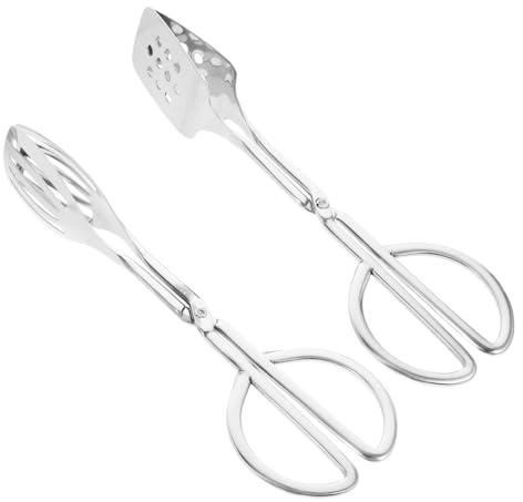 MOTHNUR 2 piezas Pinzas para Ensalada y Carne Acero Inoxidable Resistente Diseño Tijeras Antideslizante Multiusos para Cocina Bar Restaurante Hogar