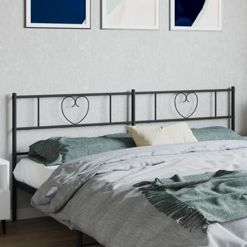 Mandloder Huvudgavel metall svart 193 cm, elegant sänghuvuddel av pulverlackerat stål, robust för sängar, väggpaneler, väggkuddar, enkel montering