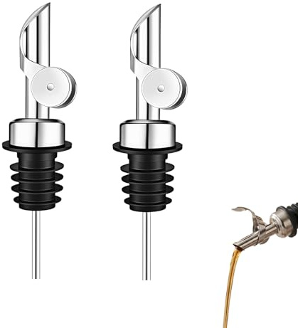 2 Piezas Vertedor De Aceite De Oliva, Boquilla De Acero Inoxidable Apto Para , Plegable Con Tapa Gravitatoria, Diseño Universal Para Botellas De Aceite, Vino, Vinagre Y Jugos, Fácil De Limpiar Y Usar