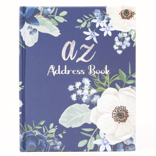 Address & Telephone Book A-Z Pocket Size Contact Organiser (Navy Flowers)