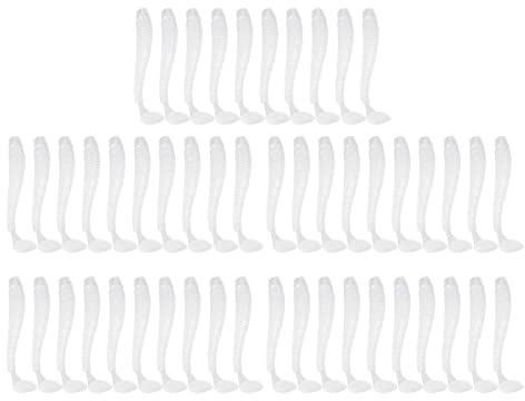50 Pcs 5cm Señuelos de Pesca Suave Cebos de Pesca Artificiales Agua Dulce, Cebo de Pesca Plástico T Tail Grub Cebos de Gusano Accesorio de Aparejo de Pescado(Blanco Perla)
