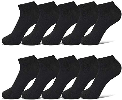 CLOSEMATE Socquettes Homme Femme 39-42 43-46 en Coton Doux 5 ou 10 Paires | Coton peigné respirant, Pointe et Talon Renforcés, Bord ajusté, Confort Quotidien et Design Épuré pour Maison Bureau Gymnase