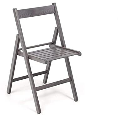 Stuhl aus grauem Holz, platzsparend.