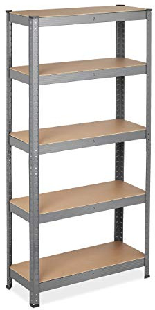 Relaxdays 2 Estanterías Carga Pesada, 5 Baldas, 150 x 75 x 30 cm, hasta 875 kg, Metal, Estanterías para Sótano, Garaje, Gris