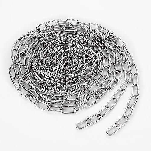 SENENQU 10M - 2PCS 5M Chaîne Acier Zingué Solide et Robuste Avec Maillons Soudés Pour Clôture, Promenade de Chien et Séchage