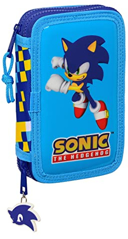 safta Sonic Trousse Scolaire Enfant avec 28 Outils Inclus Idéal pour Les Enfants de 5 à 14 Ans, Confortable et Polyvalent, qualité et résistance, 12,5 x 4 x 19,5 cm Bleu, Bleu, Estándar, décontracté