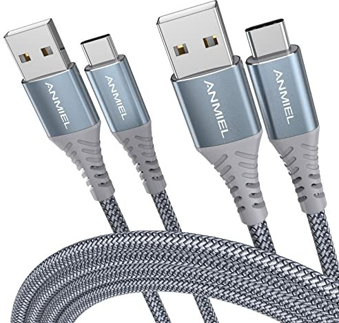 ANMIEL USB C Kabel 3M [2 Pack] 3.1A Schnellladung Typ C Ladekabel,Nylon geflochtenes USB A zu USB C Ladekabel für Samsung Galaxy S10 S9 S8 Plus S21,Note 10 9 8,LG V20 G8 G7,Typ C Ladegerät