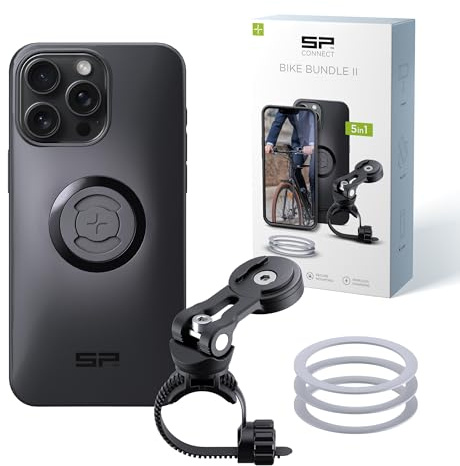SP CONNECT Bike Bundle II | SPC+ | kompatibel med iPhone 15 Pro Max | Mobiltelefonhållare för cykelstyre | Mountainbike vägcykel mobiltelefonhållare