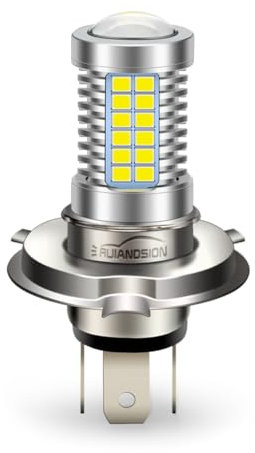 Ruiandsion - Bombilla de faro LED para moto H4 amarillo limón DC 10-50 V Super brillante con chips LED 2835 54SMD y lente de proyector para lámpara de motocicleta, no polarizada