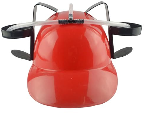 Blogiiup Biertrinkhut, Bierhut Trinkhut Spaß Trinken Hut Safer Plastik -Trinkhelm mit Dose Hold und Stroh, lustiger Hut für Bier Soda Party Fußballspiele Neuheit Geschenk rot, Trinken Helm