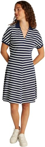 TOMMY HILFIGER Lyocell Open-NK F&F Poloklänning WW0WW44513 dam, Blå (Dark Night Navy/Calico Stp), M